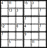Sample 6x6 Killer Sudoku puzzle