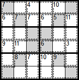 Sample 6x6 Killer Sudoku X puzzle