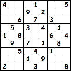 Sample 9x9 Sudoku puzzle