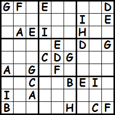 Sample 9x9 Alpha Sudoku puzzle